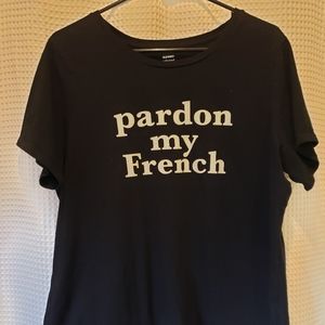 Old Navy "Pardon My French" Relaxed Fit Shirt NWOT